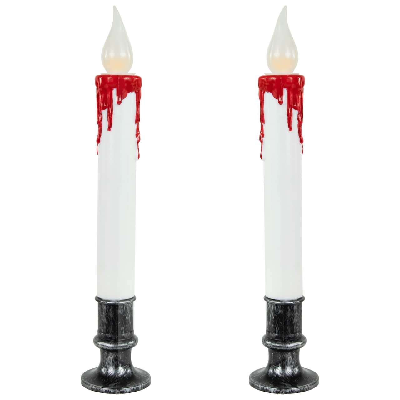 9" Pre-Lit LED White & Red Halloween Candles, 2ct.